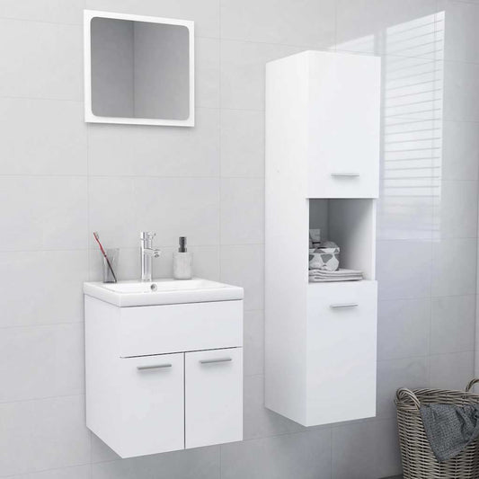 Bathroom Furniture Set | White | Engineered wood, Ceramic, Acrylic
