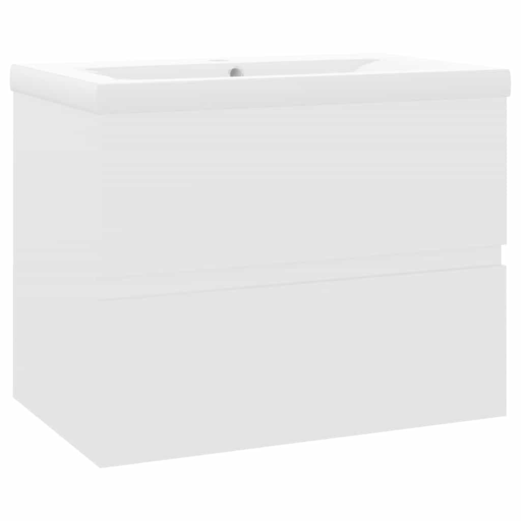 Sink Cabinet with Built-in Basin White Engineered Wood