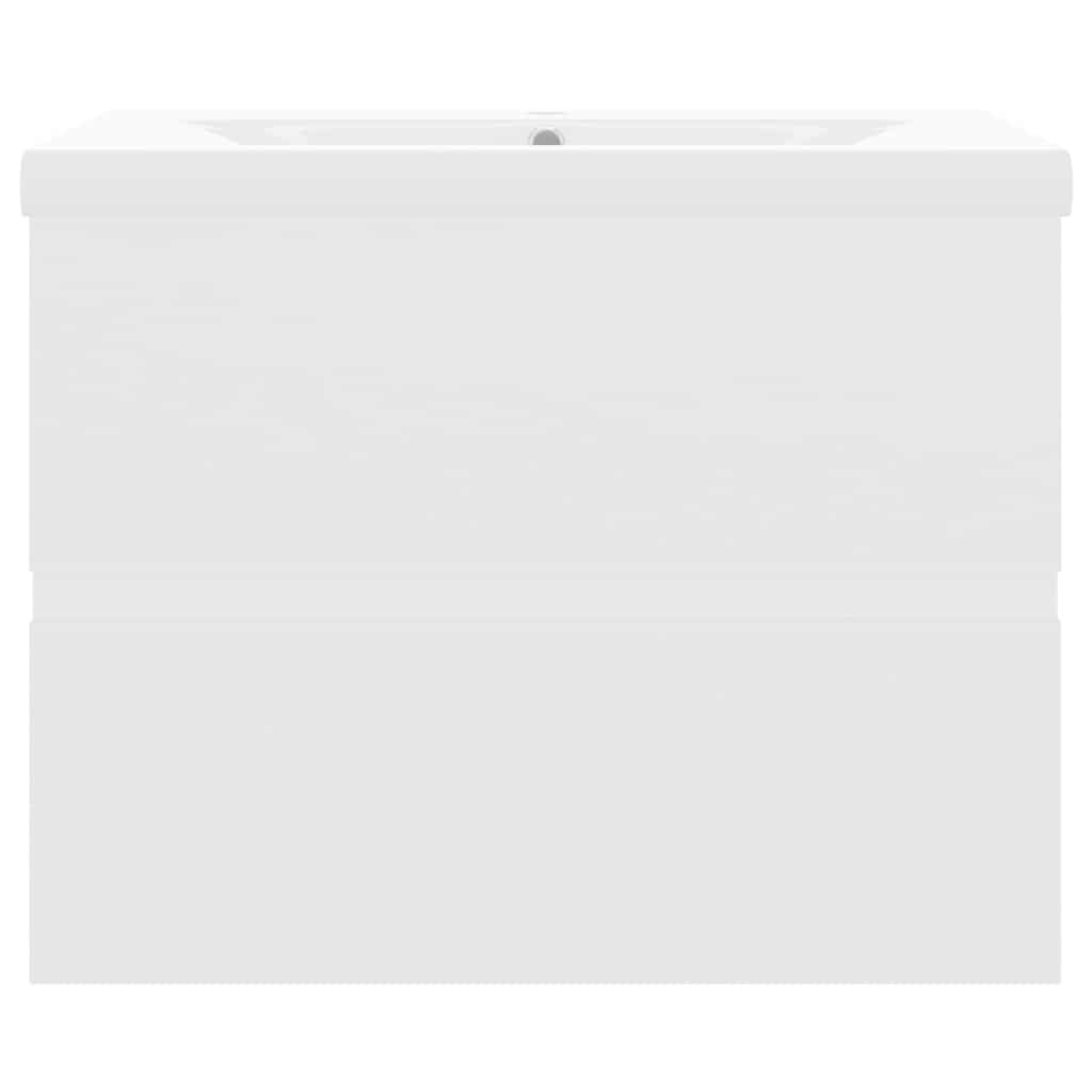 Sink Cabinet with Built-in Basin White Engineered Wood