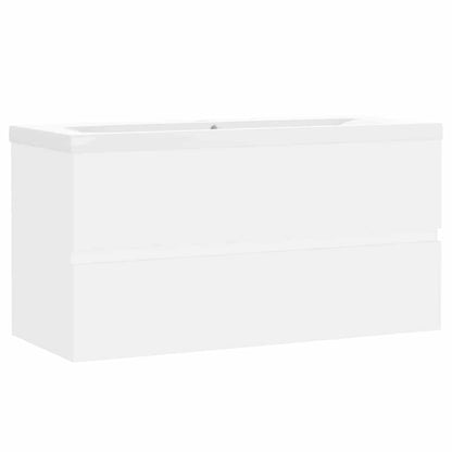 Sink Cabinet with Built-in Basin White Engineered Wood