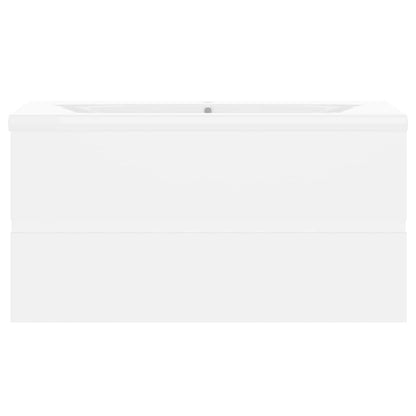 Sink Cabinet with Built-in Basin White Engineered Wood