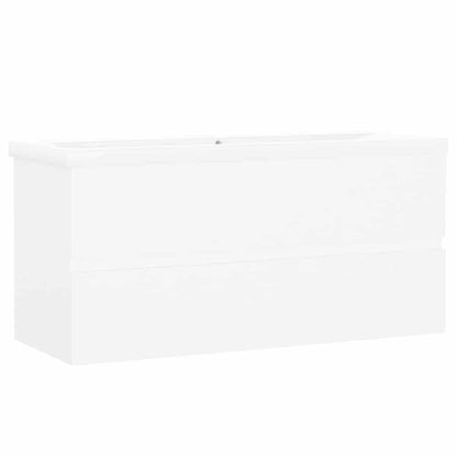 Sink Cabinet with Built-in Basin White Engineered Wood