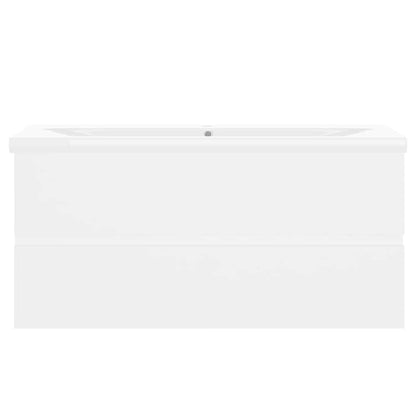 Sink Cabinet with Built-in Basin White Engineered Wood