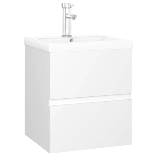 Sink Cabinet With Basin | White | Engineered wood and ceramic | Small