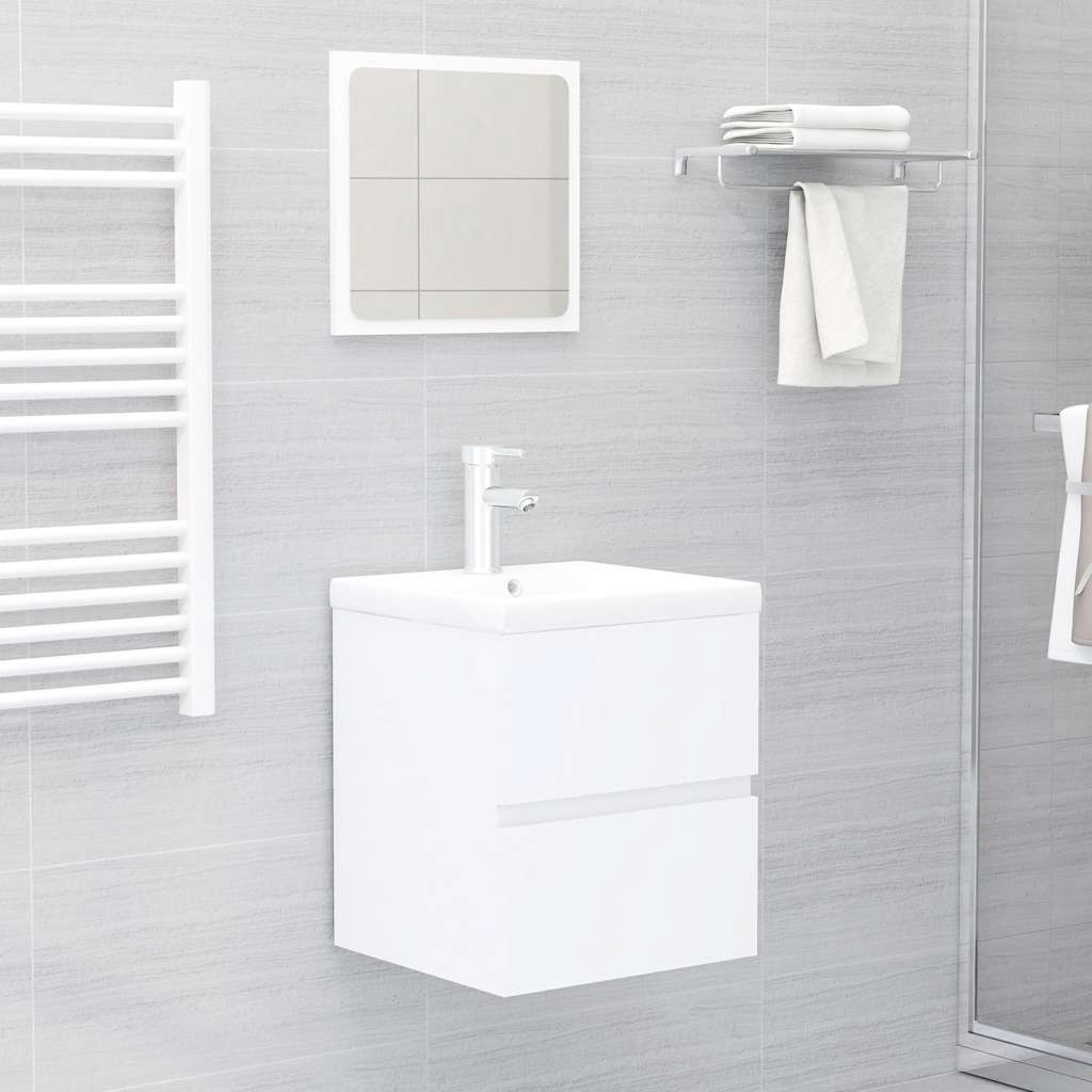 Sink Cabinet With Basin | White | Engineered wood and ceramic | Small