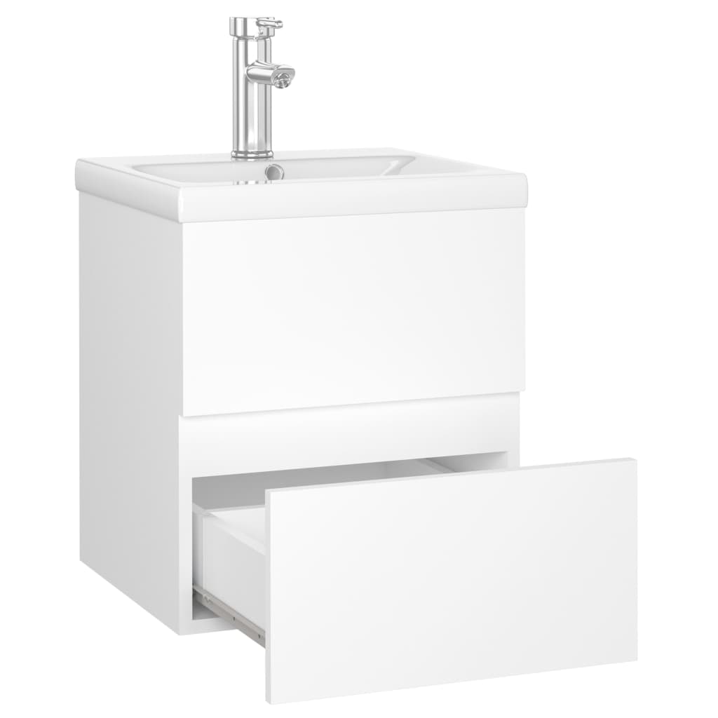 Sink Cabinet With Basin | White | Engineered wood and ceramic | Small