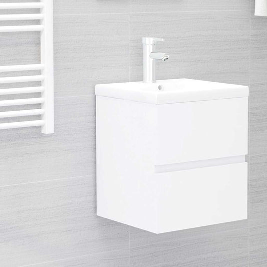 Sink Cabinet With Basin | White | Engineered wood and ceramic | Small