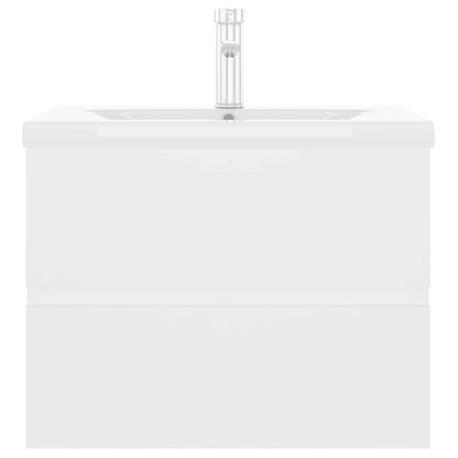 Sink Cabinet with Built-in Basin White Engineered Wood