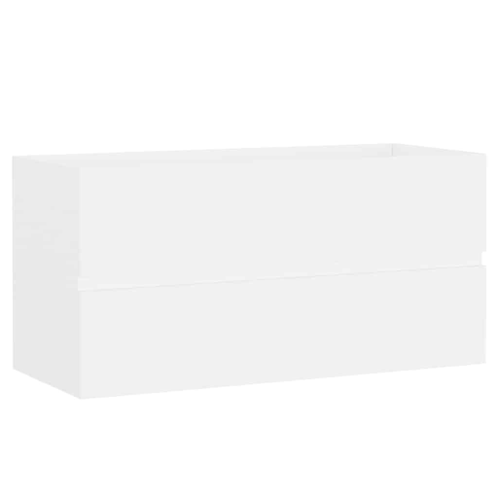 Sink Cabinet with Built-in Basin White Engineered Wood