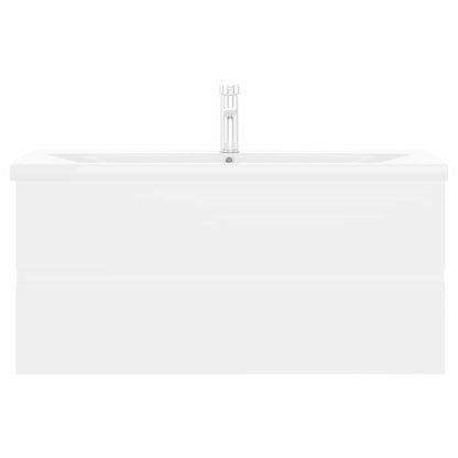 Sink Cabinet with Built-in Basin White Engineered Wood