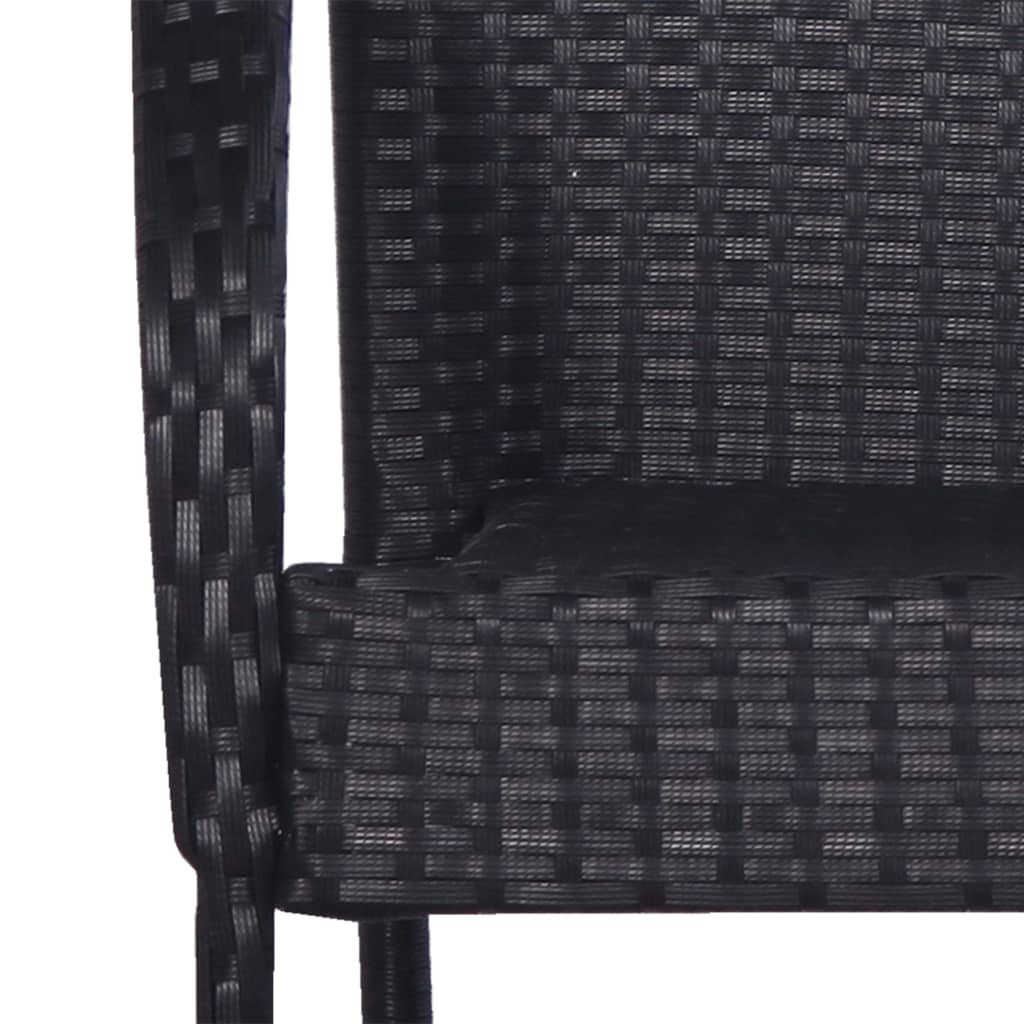 Dining Set | Black | Polyethylene rattan, Powder-coated steel, Glass