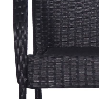 Dining Set | Black | Polyethylene rattan, Powder-coated steel, Glass