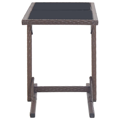 Dining Set | Brown | Poly rattan, powder-coated steel, glass | Medium