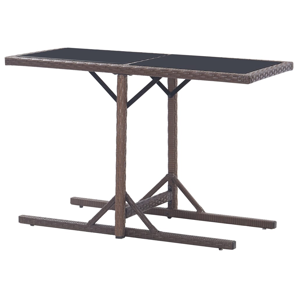 Dining Set | Brown | Poly rattan, powder-coated steel, glass | Medium