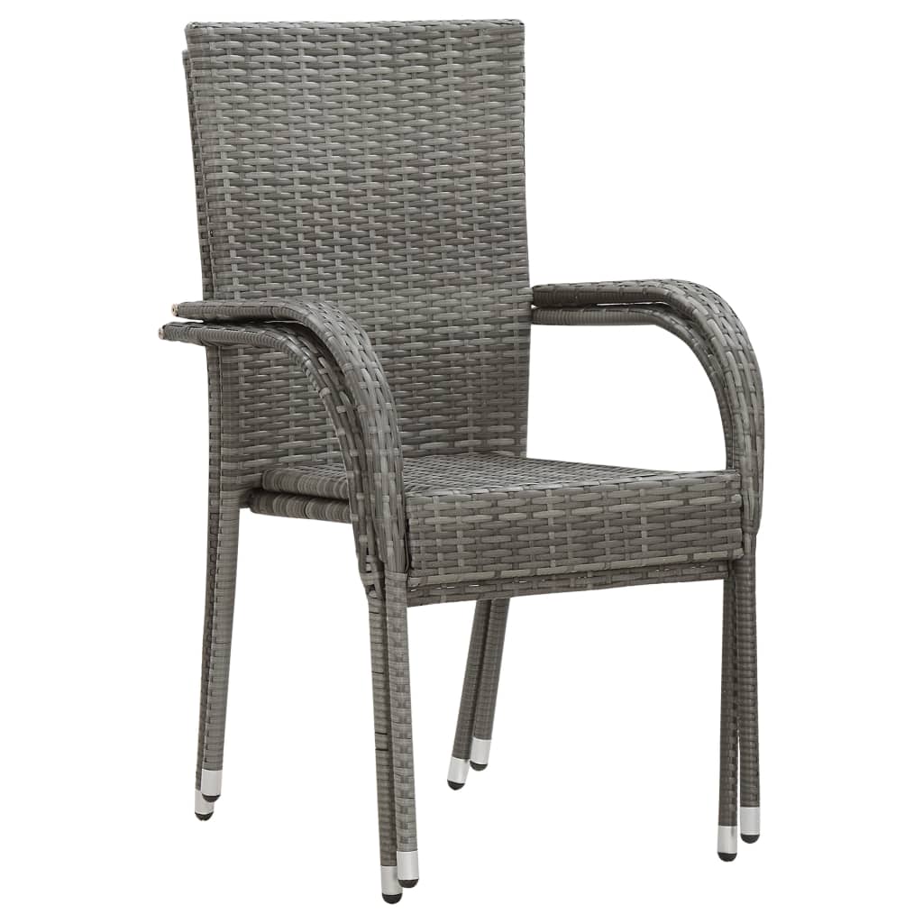 Dining Set | Grey | PE Rattan, Powder-Coated Steel, Glass | Compact