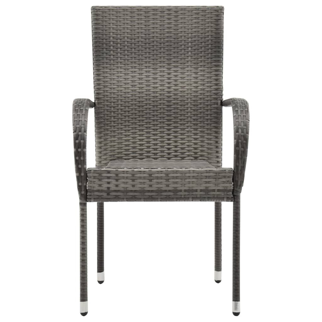 Dining Set | Grey | PE Rattan, Powder-Coated Steel, Glass | Compact