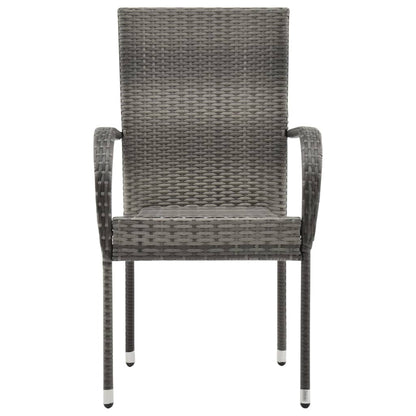 Dining Set | Grey | PE Rattan, Powder-Coated Steel, Glass | Compact
