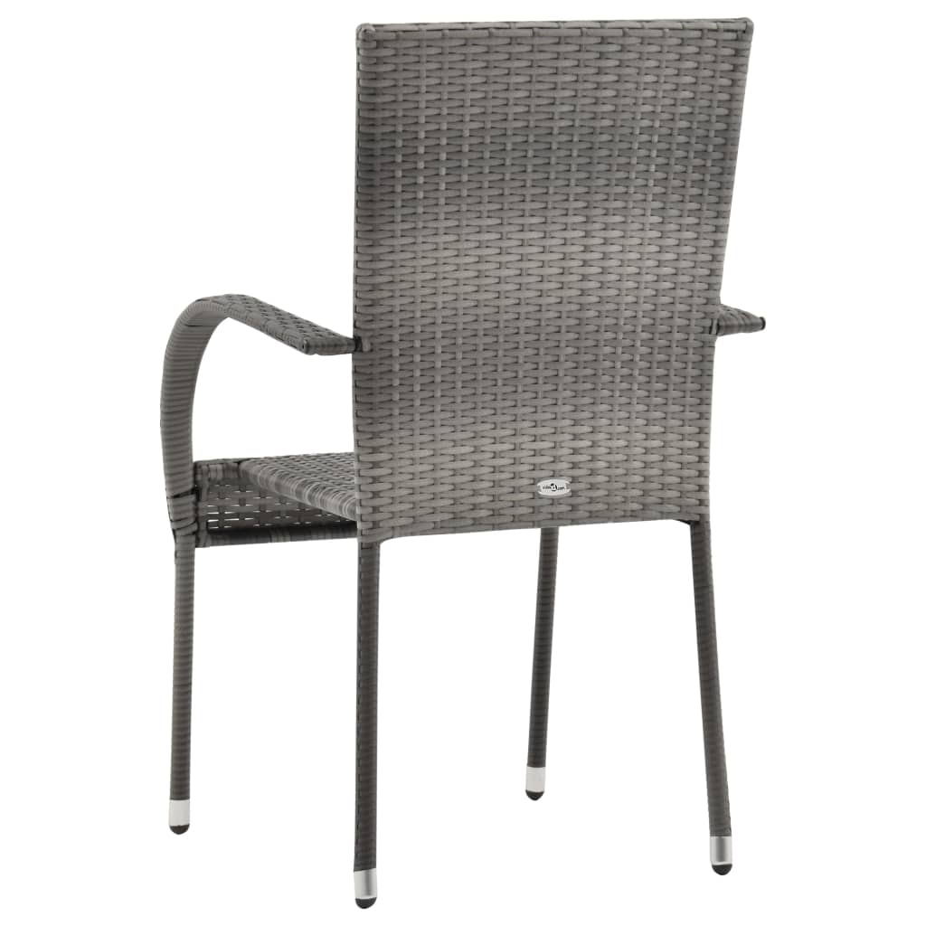 Dining Set | Grey | PE Rattan, Powder-Coated Steel, Glass | Compact