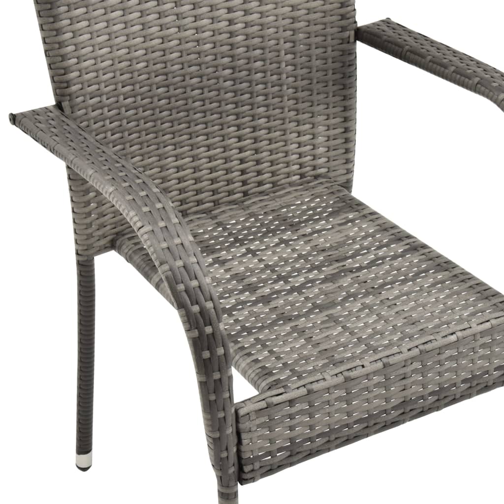 Dining Set | Grey | PE Rattan, Powder-Coated Steel, Glass | Compact