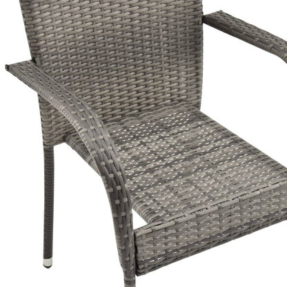 Dining Set | Grey | PE Rattan, Powder-Coated Steel, Glass | Compact
