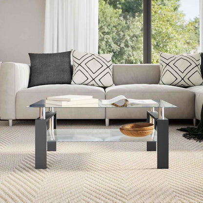 330303 vidaXL Coffee Table Black and Transparent 95x55x40 cm Tempered Glass