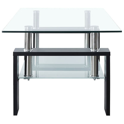 330303 vidaXL Coffee Table Black and Transparent 95x55x40 cm Tempered Glass
