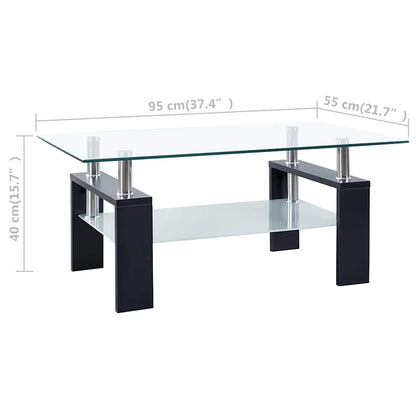 330303 vidaXL Coffee Table Black and Transparent 95x55x40 cm Tempered Glass