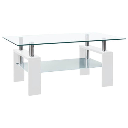 330304 vidaXL Coffee Table White and Transparent 95x55x40 cm Tempered Glass