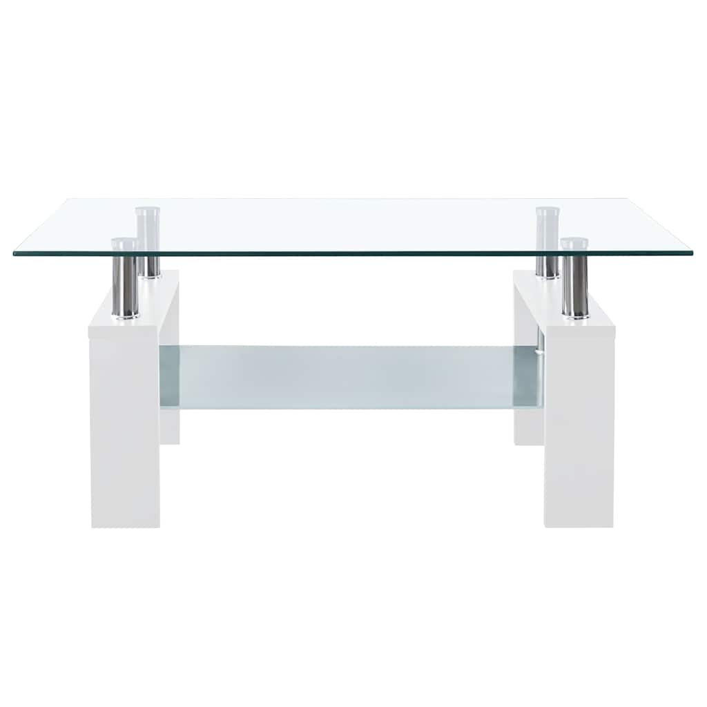 330304 vidaXL Coffee Table White and Transparent 95x55x40 cm Tempered Glass