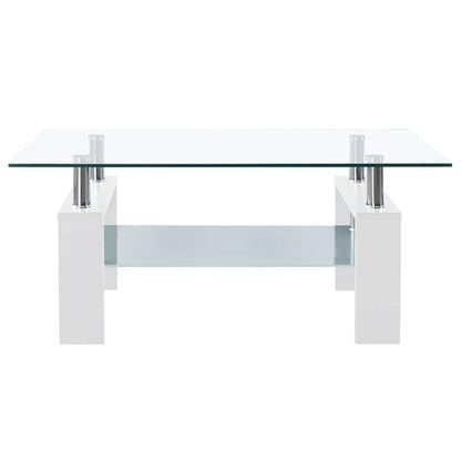 330304 vidaXL Coffee Table White and Transparent 95x55x40 cm Tempered Glass