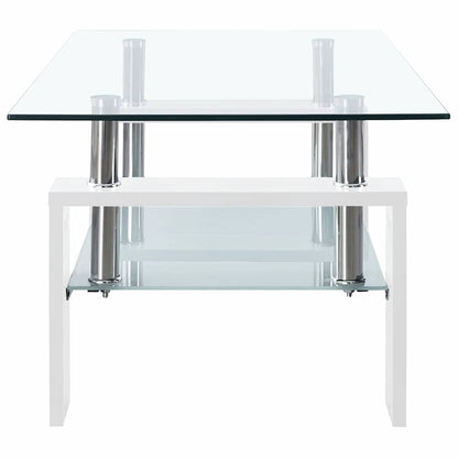 330304 vidaXL Coffee Table White and Transparent 95x55x40 cm Tempered Glass