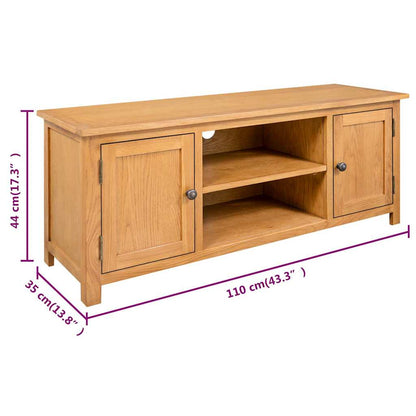 327434 vidaXL TV Cabinet 110x35x44 cm Solid Oak Wood