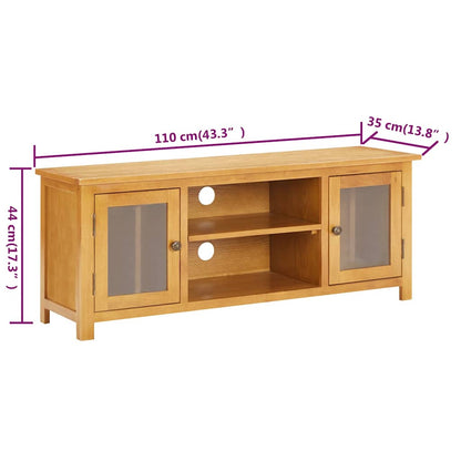 327435 vidaXL TV Cabinet 110x35x44 cm Solid Oak Wood