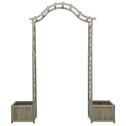 316392 vidaXL Garden Pergola with Planter Grey Solid Firwood