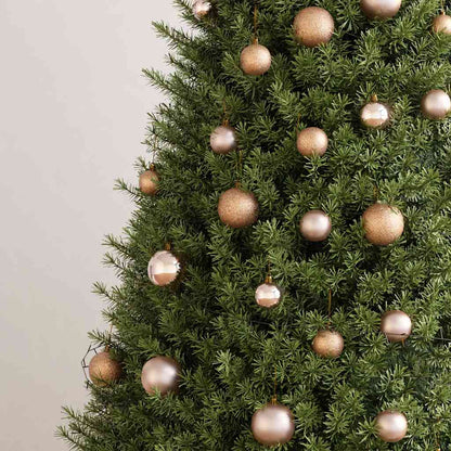 60 Piece Christmas Ball Set with Peak and 150 LEDs Rose Gold