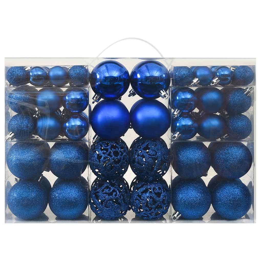 Christmas Ball Set | Set of 100 | Blue | Plastic | Mixed sizes