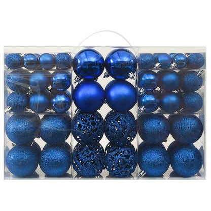 Christmas Ball Set | Set of 100 | Blue | Plastic | Mixed sizes