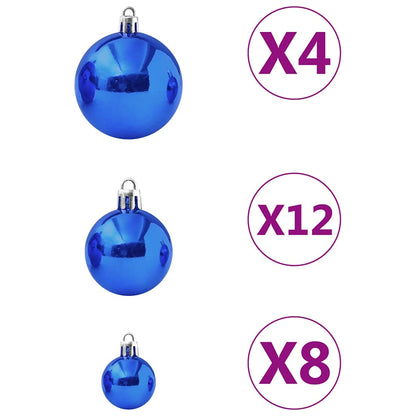 Christmas Ball Set | Set of 100 | Blue | Plastic | Mixed sizes