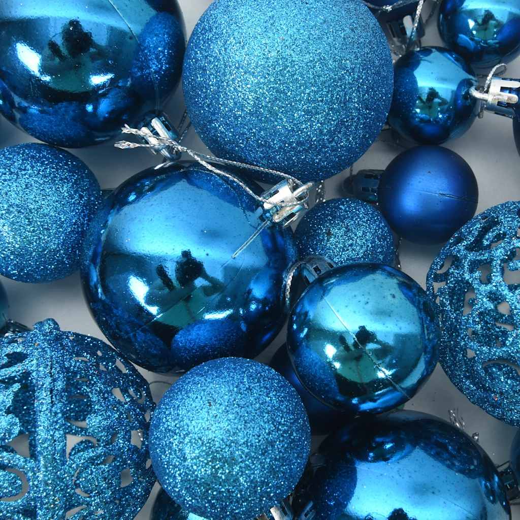 Christmas Ball Set | Set of 100 | Blue | Plastic | Mixed sizes