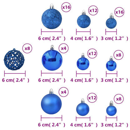 Christmas Ball Set | Set of 100 | Blue | Plastic | Mixed sizes