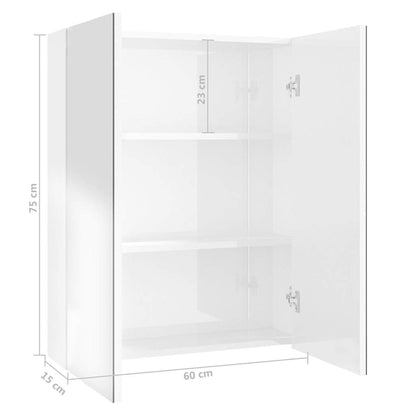 331525 vidaXL Bathroom Mirror Cabinet 60x15x75 cm MDF Shining White