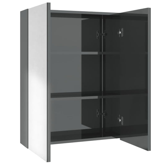 Bathroom Mirror Cabinet 60x15x75 cm MDF Shining Grey
