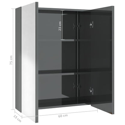 Bathroom Mirror Cabinet 60x15x75 cm MDF Shining Grey