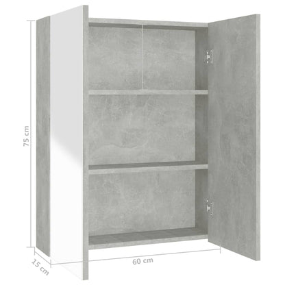 Bathroom Mirror Cabinet 60x15x75 cm MDF Concrete Grey