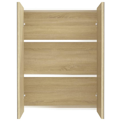 331530 vidaXL Bathroom Mirror Cabinet 60x15x75 cm MDF White and Oak