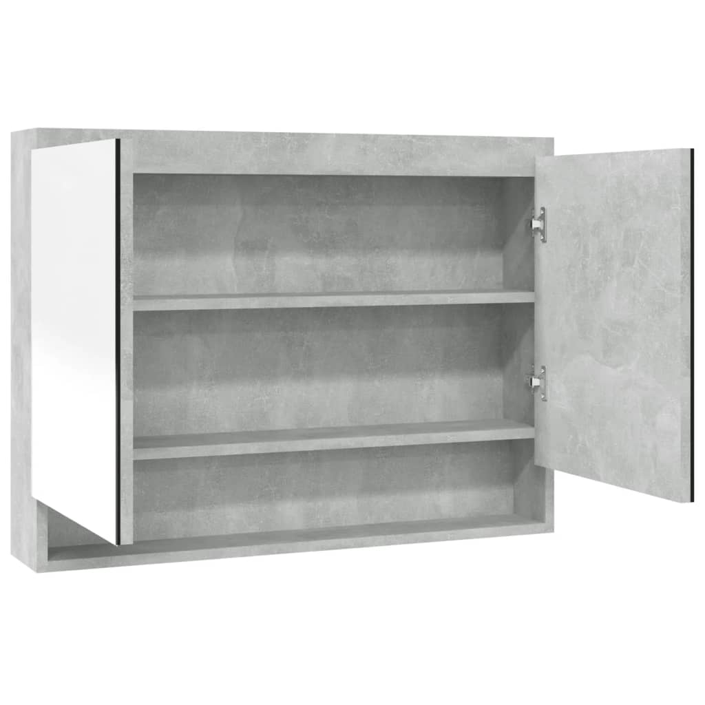 Bathroom Mirror Cabinet 80x15x60 cm MDF Concrete Grey