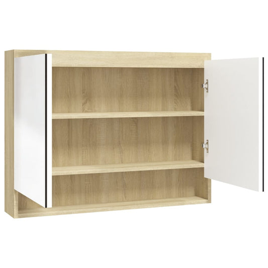 Mirror Cabinet | White and oak | MDF with melamine surface, glass