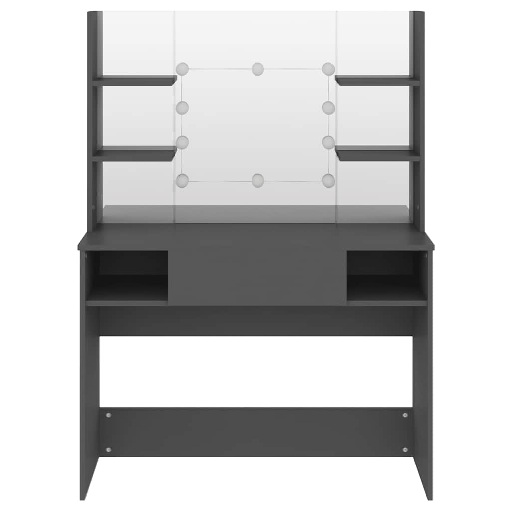 Makeup Table with LED Lights 100x40x135 cm MDF Grey