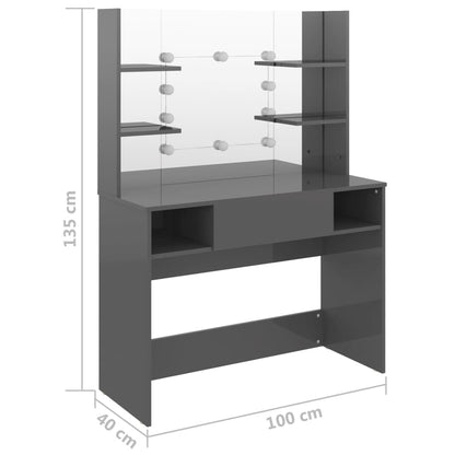 Makeup Table | Shiny Grey | MDF with Melamine Finish | Standard