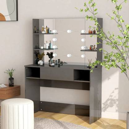 Makeup Table | Shiny Grey | MDF with Melamine Finish | Standard